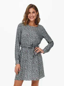Сукня ONLY Onlane Life L/S Belted Dress WVN | 15242603-STORMY SEA-AOP:C фото