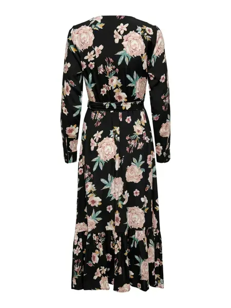 Сукня ONLY ONLMARY L/S MIDI BUTTON DRESS WVN | 15243529-BLACK-AOP:GROUND фото