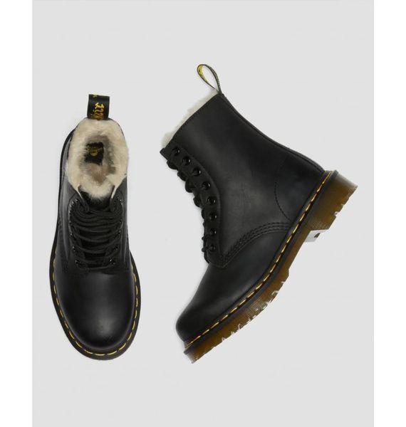 Жіночі черевики Dr. Martens Fur Lined 1460 Serena Burnished Wyoming Black | 21797001 21797001 фото