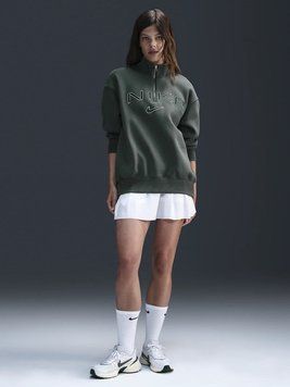 Жіночий світшот Nike Sportswear Phoenix Fleeceoversized 1/4-Zip Logo Top Green | FV7679-338 FV7679-338 фото