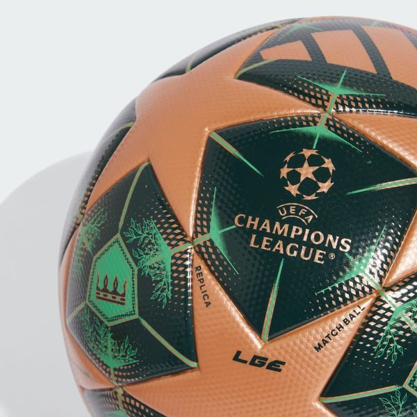 Футбольний м'яч adidas UCL LEAGUE 24/25 KNOCKOUT PHASE 'Metallic Copper / Shadow Green / Solar Slime'| JM6825 JM6825 фото