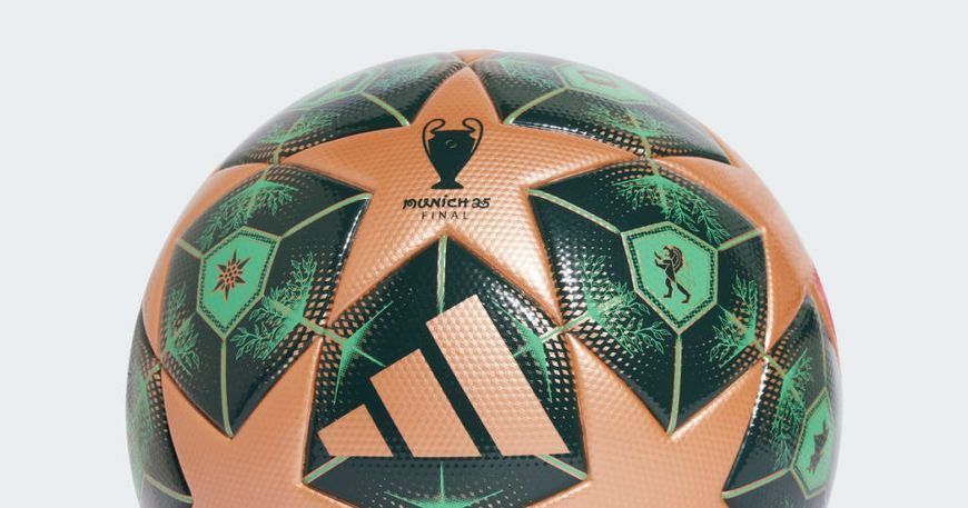 Футбольний м'яч adidas UCL LEAGUE 24/25 KNOCKOUT PHASE 'Metallic Copper / Shadow Green / Solar Slime'| JM6825 JM6825 фото