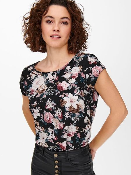 Блуза ONLY ONLVIC SS AOP TOP NOOS PTM | 15161116-BLACK-AOP:BIG LA 15161116-BLACK-AOP:BIG LA фото