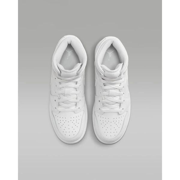 Підліткові кросівки Air Jordan 1 Mid GS 'Triple White'| 554725-136 554725-136 фото