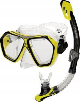 Дитяча маска AQUA SPEED Набір і трубка Blaze + Borneo 60320 жовтий, чорний Уні OSFM | 618-18 618-18 фото