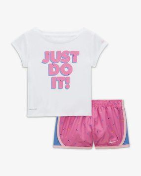 Дитяча футболка Nike SWOOSH TEMPO TEE & SHORT SET PLAYFUL PINK | 26L063-AFN 26L063-AFN фото