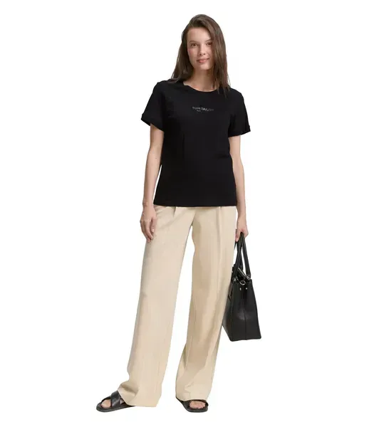 Жіноча футболка Tom Tailor Basic T-Shirt with Logo Print | 1047736-14482 фото