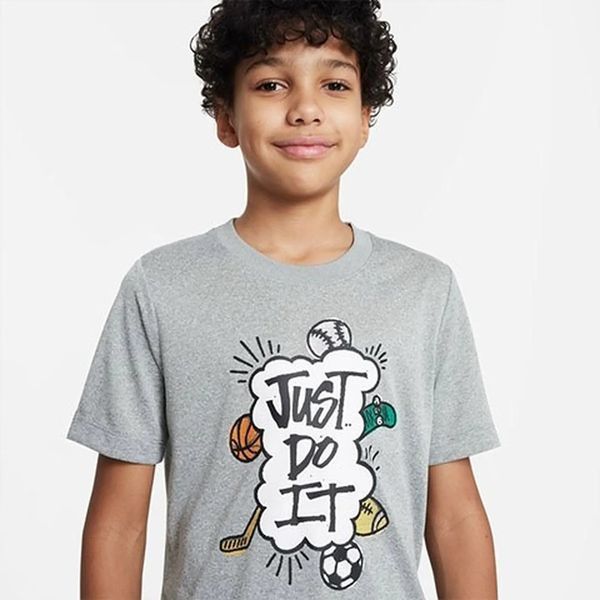Дитяча футболка Nike Dri-Fit Just Do It Multi Sport Tee Grey | DX9534-074 DX9534-074 фото